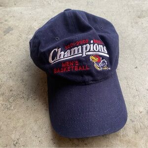 Vintage Kansas Jayhawks Hat Big 12 Basketball Champions Strapback Cap Y2K